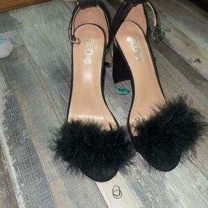 Brash Black Feathered Heels